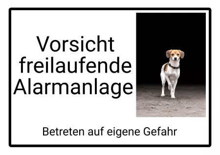 Hunde Vorsicht Warnschild Zutritt verboten Hunde Freilaufende Alarmanlage Bild