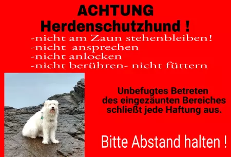 Hunde Vorsicht Warnschild Zutritt verboten Hunde ACHTUNG Herdenschutzhund! Bild