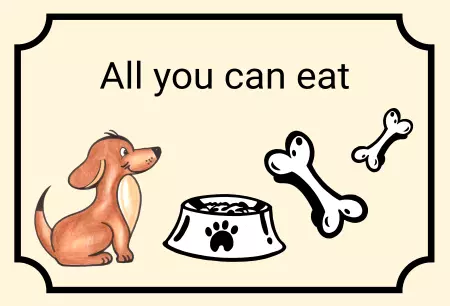 Hunde Vorsicht Warnschild Zutritt verboten Hunde All you can eat Bild